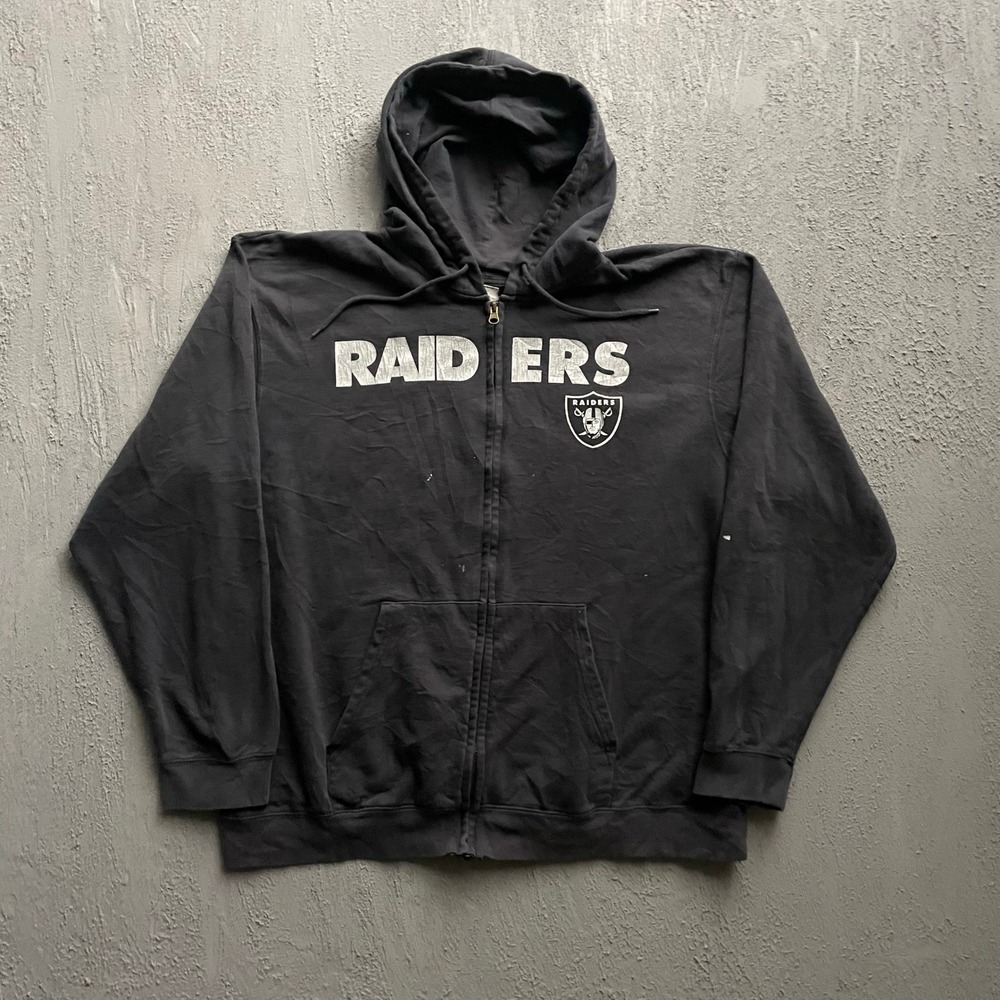 Vintage Las‎ Vegas Raiders Zip Up Hoodie Mens Large Black 2000s Majestic